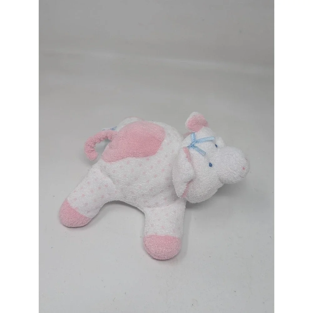 Eden My First Pink Pig Piggy Pastel Pink Polka Dot Plush Baby Rattle Terry Cloth